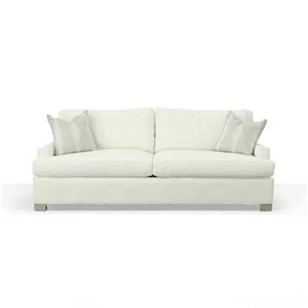 2 Cushion Sofa with Track Arms and Short Block Legs